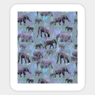 Sweet Elephants in Purple and Grey Sticker